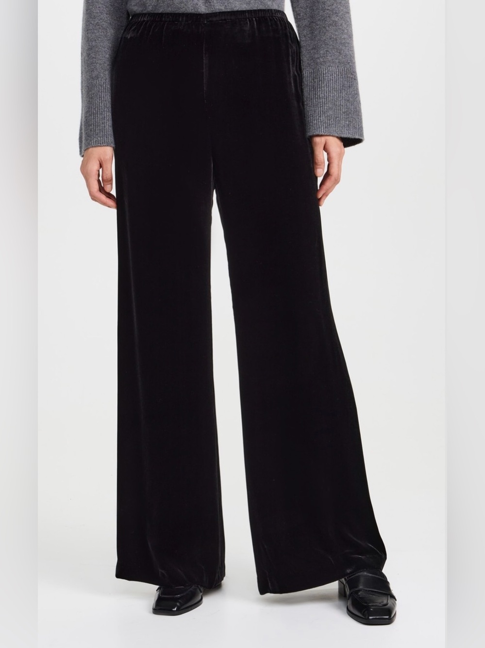 La Ligne Colby Black Wide-Leg Velvet Pants